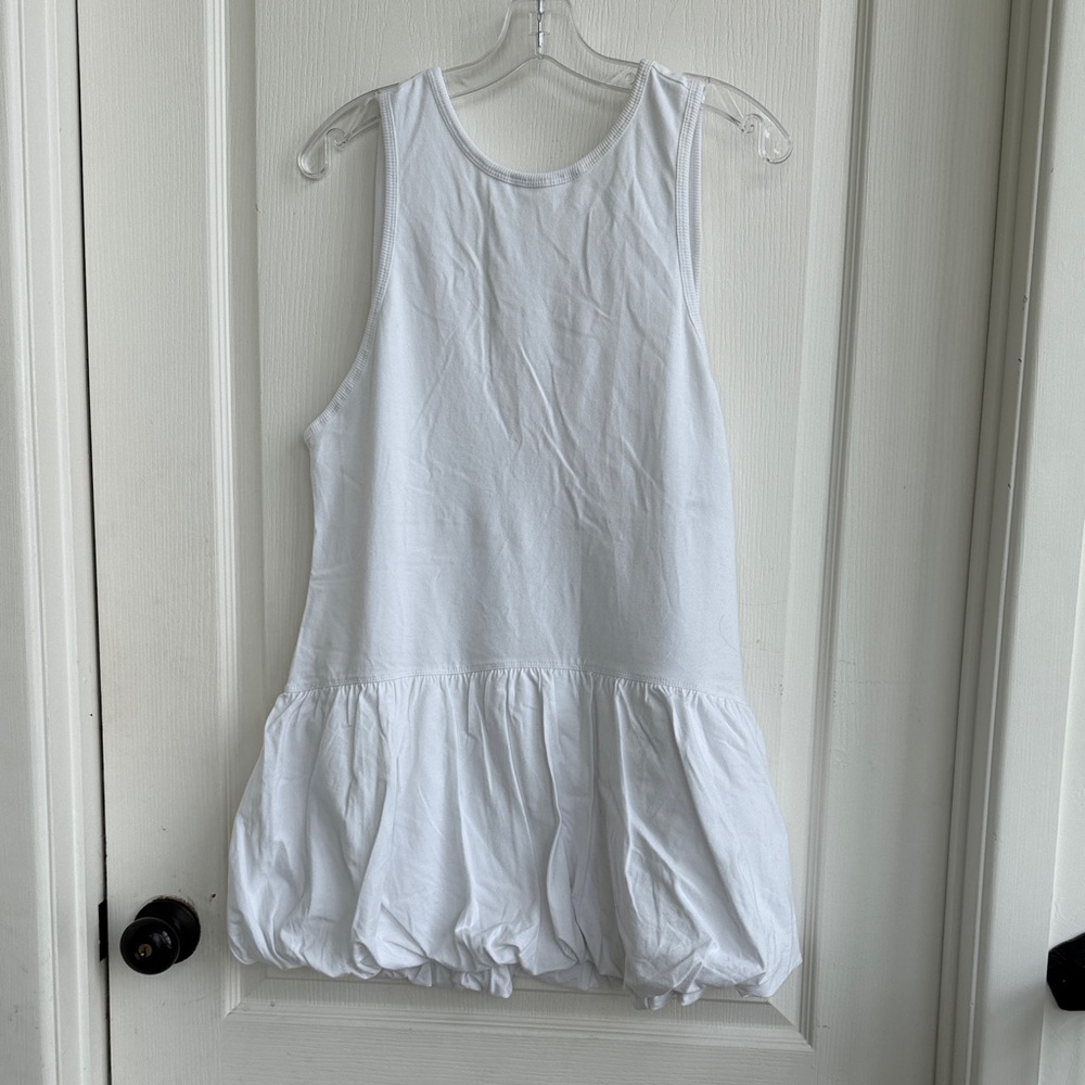 White Sleeveless Bubble Hem Dress - Picture 2 of 12